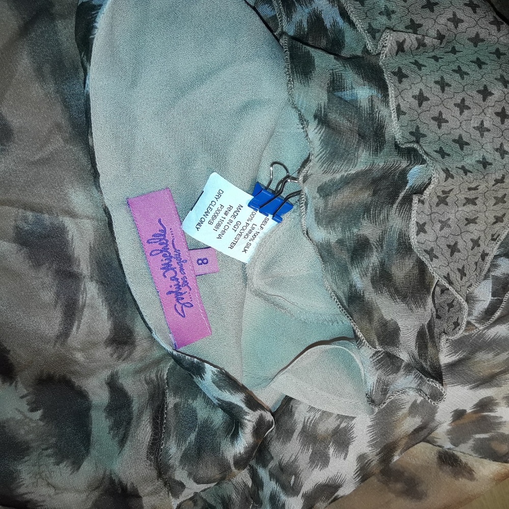 Silk Scarf Skirt Fringe Leopard Animal Print 8 - Picture 3 of 6